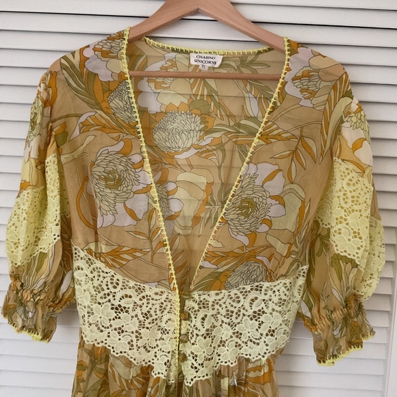 Chasing Unicorns Bohemian Maxi Dress in Green and Yellow - Picture 5 of 7